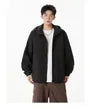 Hooded Drop Shoulder Plain Zip Windbreaker