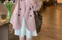 Plain Double-Breasted Blazer / Spaghetti Strap Tiered Mini A-Line Dress