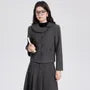 Asymmetrical Collar Plain Jacket / Midi A-Line Pleated Skirt / Set