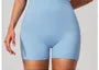 Sleeveless Square Neck Contrast Trim Padded Backless Yoga Romper