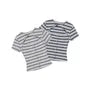 Short Sleeve Crew Neck Striped Cut-Out Twisted Button Front Slim-Fit T-Shirt