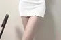 Short-Sleeve Scoop Neck Plain Ruffle Trim Mini Sheath Dress