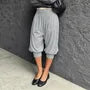 High Waist Plain Loose-Fit Capri Pants