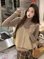 Long Sleeve Turtleneck Plain Top / Scoop Neck Plain Button Sweater Vest