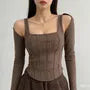 Set: Paneled Crop Tank Top + Bolero Top