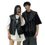 Collar Plain Faux Leather Zip Vest