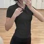 Short-Sleeve Plain Zipped Sports Top