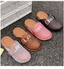 Platform Perforated Buckled Jelly Mules