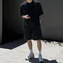 Short-Sleeve Round Neck Plain T-Shirt / Drawstring Waist Shorts