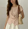 Short Sleeve Plain Asymmetric Hem Slim-Fit T-Shirt
