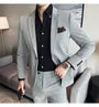 Set: Lapel Collar Plain Blazer + Tapered Dress Pants