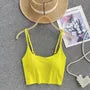 Scoop Neck Spaghetti Strap Plain Crop Cami Top