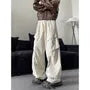 Drawstring Waist Plain Baggy Cargo Pants