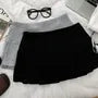 Low Waist Plain Pleated Mini A-Line Skirt