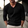 Long-Sleeve V-Neck Plain Knit Top