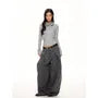 Low Rise Pinstriped Pleated Baggy Dress Pants