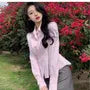 Long Sleeve Collared Striped Peplum Shirt