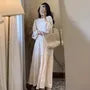 Maternity Long-Sleeve Square Neck Midi A-Line Dress