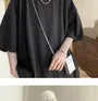Elbow-Sleeve Crew Neck Plain Ribbed Oversized T-Shirt