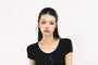Short-Sleeve Scoop Neck Polka Dot Lace Trim Crop T-Shirt
