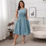 Plus Size Sleeveless Striped Slim-Fit Midi A-Line Dress