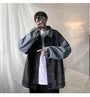 Collar Paneled Washed Denim Button Jacket