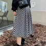 [XL-4XL] High Rise Checkerboard Midi A-Line Skirt