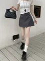 High Waist Plain Asymmetrical Mini A-Line Skort