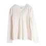 [XL-4XL] Long Sleeve V-Neck Panel Lace Top