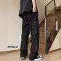 Mid Rise Plain Straight Leg Cargo Pants
