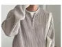 Long-Sleeve Half Zip Plain Knit Top