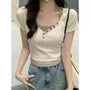 Short-Sleeve Scoop Neck Mock Two Piece T-Shirt