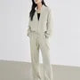 Set: Zip-Up Jacket + High Waist Wide Leg Sweatpants