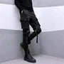 Mid Rise Plain Buckled Cropped Harem Cargo Pants