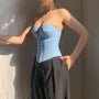 Plain Denim Crop Corset Tube Top