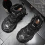 Platform Lace-Up Faux Leather High Top Sneakers