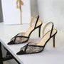 Panel Lace Slingback Stiletto Pumps