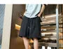 Drawstring Waist Plain Wide Leg Sweat Shorts