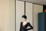 Long-Sleeve V-Neck Lace Sequin Slit Midi Sheath Dress