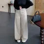 [XL-4XL]High Waist Plain Wide Leg Pants