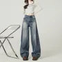Mid Waist Washed Baggy Jeans