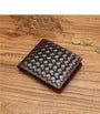 Woven Genuine Leather Short Wallet