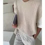 Sleeveless Crew Neck Plain Pointelle Knit Top