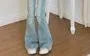 Mid Rise Washed Flared Jeans