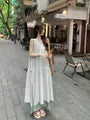 Sleeveless V-Neck Plain Maxi A-Line Dress / Spaghetti Strap Midi A-Line Dress