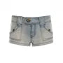 Low Waist Washed Denim Hot Pants
