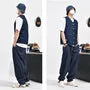 V-Neck Contrast Stitched Washed Button-Up Denim Cargo Vest