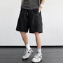Drawstring Waist Plain Cargo Shorts