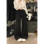 Drawstring Waist Plain Fleece-Lined Baggy Sweatpants