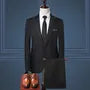 Set: Peak Lapel Single-Button Blazer + Tapered Dress Pants